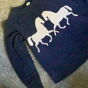 SOLD! the copied listing as well…..
J. Crew double horse sweatshirt